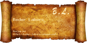 Beder Laborc névjegykártya